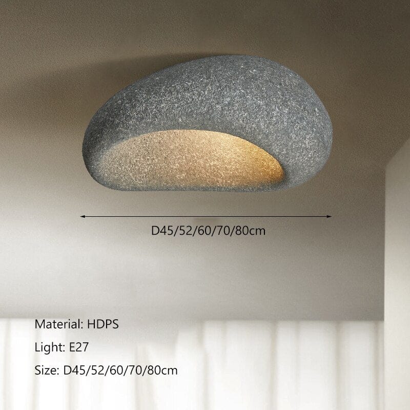 Wabi-Sabi Ceiling Light With Fabric Shade And Nickel Finish
