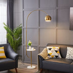 Stojací lampa Arch, design Marisol s podstavcem ve formě odkládacího stolku