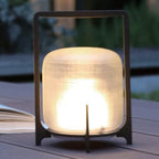 Stainless Steel & Glass Outdoor Terrace Light, Rust-Resistant Rectangle Design