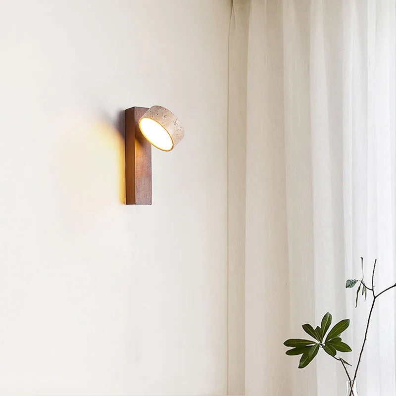 Rowan Marble Wall Sconce, LED G9 Light, Wood-Tone Base