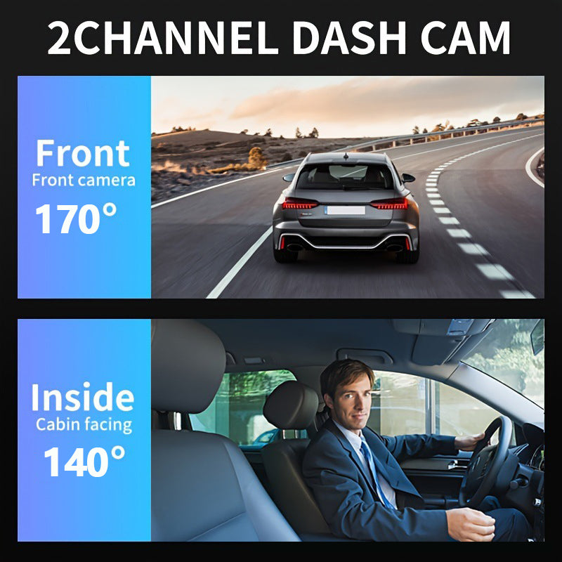 1080P-Dashcam mit zwei Objektiven und Front- sowie Innenraumansicht, NovaSight DuoCam