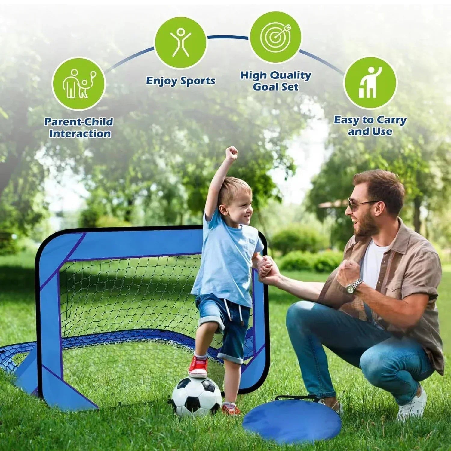 PlayMax Foldable Football Goal – Kids 4-in-1 Portable Soccer Net for Training & Outdoor Play