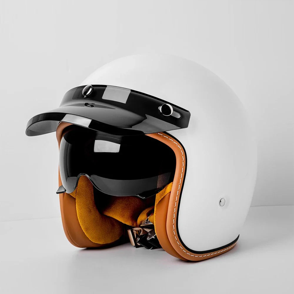 Casco de motocicleta abierto con visor abatible, certificado por DOT