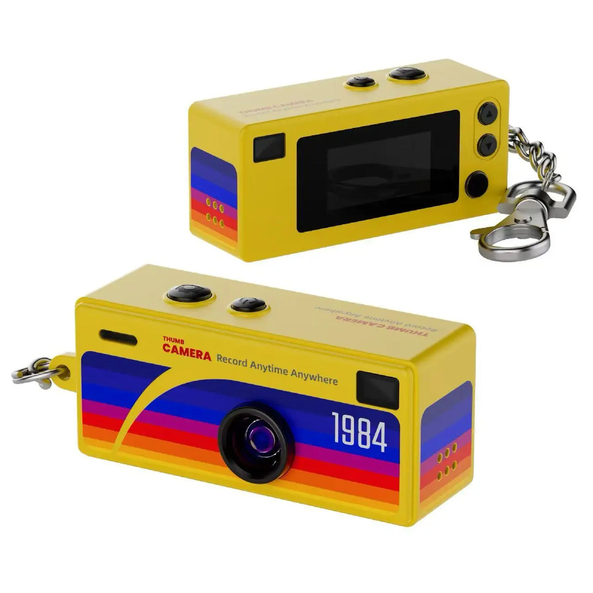 Câmara retro de porta-chaves 1080P com sensor CCD, flash integrado e suporte para MicroSD de 128GB | Fioriscas