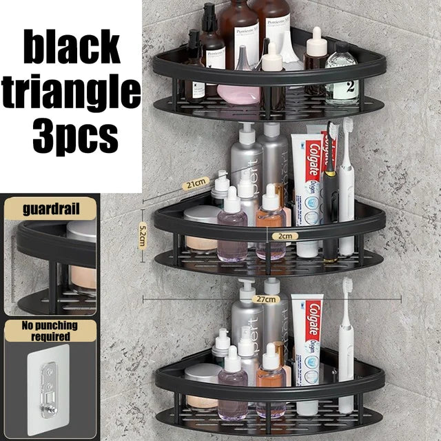 VelaGrip Corner Bath Shelf, Aluminum Wall-Mount Bathroom Storage