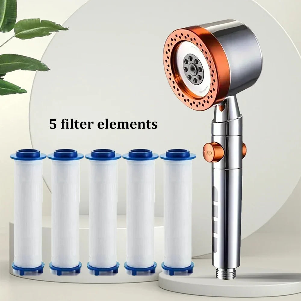 Chuveiro de mão com seis modos, filtro integrado e paragem com um botão | Fioriscas