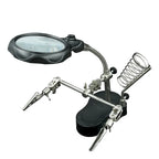 Estação auxiliar de soldadura de precisão com lupa LED e pinças ajustáveis | Fioriscas