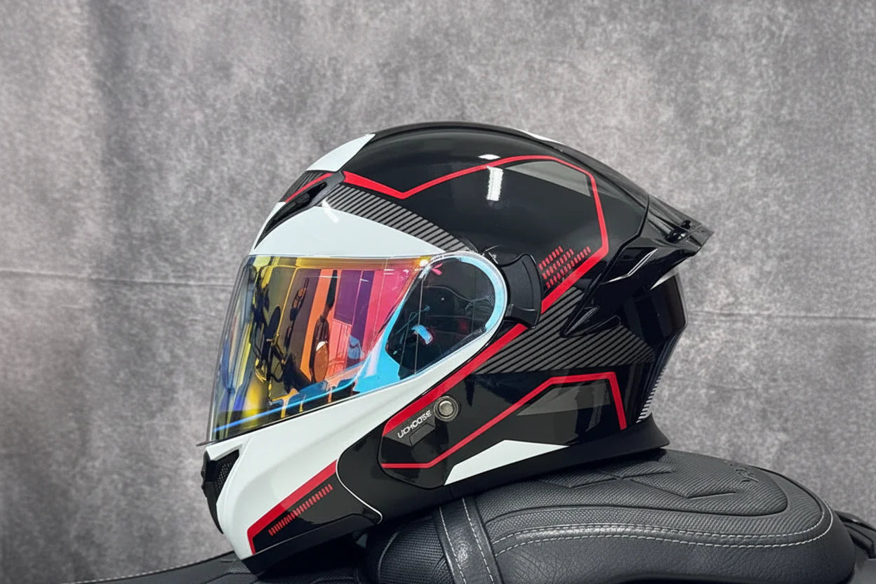Motorcycle Helmet, Modular Flip-Up Design With Twin-Lens Shield, DOT Certified