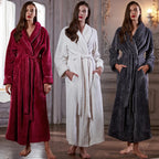 CozyNest varm flannel-morgenkåbe til gravide, ekstra lang pasform
