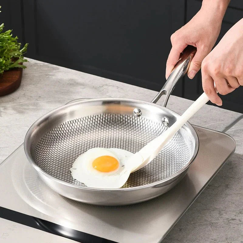 Wok in acciaio inossidabile 304 da 28/30 cm, senza rivestimento, per fornelli a gas e a induzione - Fioriscas