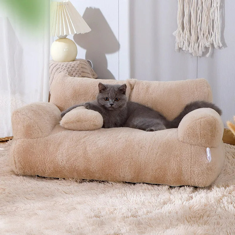 Plush Pet Bed With a Raised Rim, Cozy Faux Fur Nest for Dogs and Cats