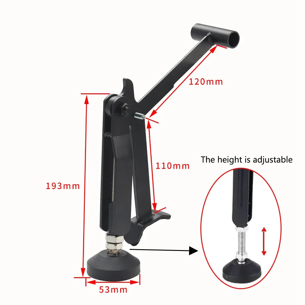 Suporte universal para roda de motociclo com altura ajustável e bloqueio automático | Fioriscas