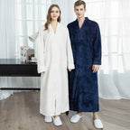 CozyNest varm flannel-morgenkåbe til gravide, ekstra lang pasform
