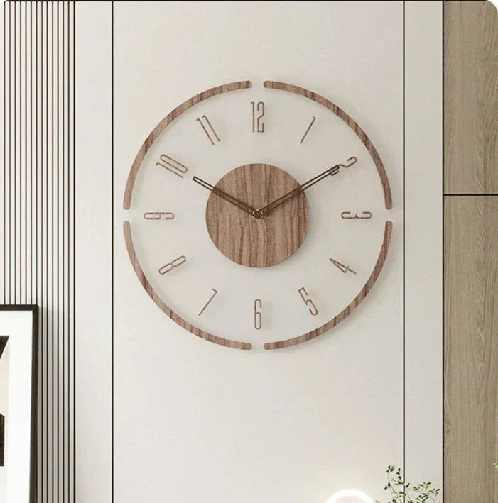 Holzwanduhr „Aeron“ im skandinavisch-minimalistischen Stil, geräuschloses Quarzwerk