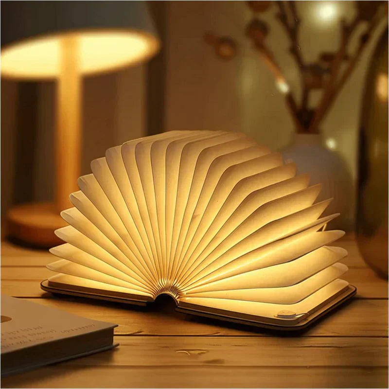 Opvouwbare boeklamp met warme houtafwerking, draadloze led-nachtlamp-segmented_1_1