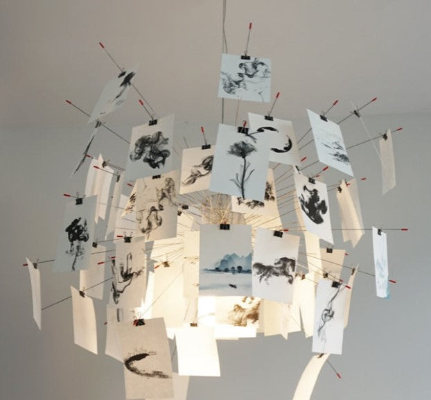 Ingo Maurer Zettel'z 6 Pendant | Personalizable Paper Chandelier, DIY Hanging Note Fixture