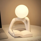 Tafellamp Ardentis met modern abstract design van hars, USB-led-bureaulamp