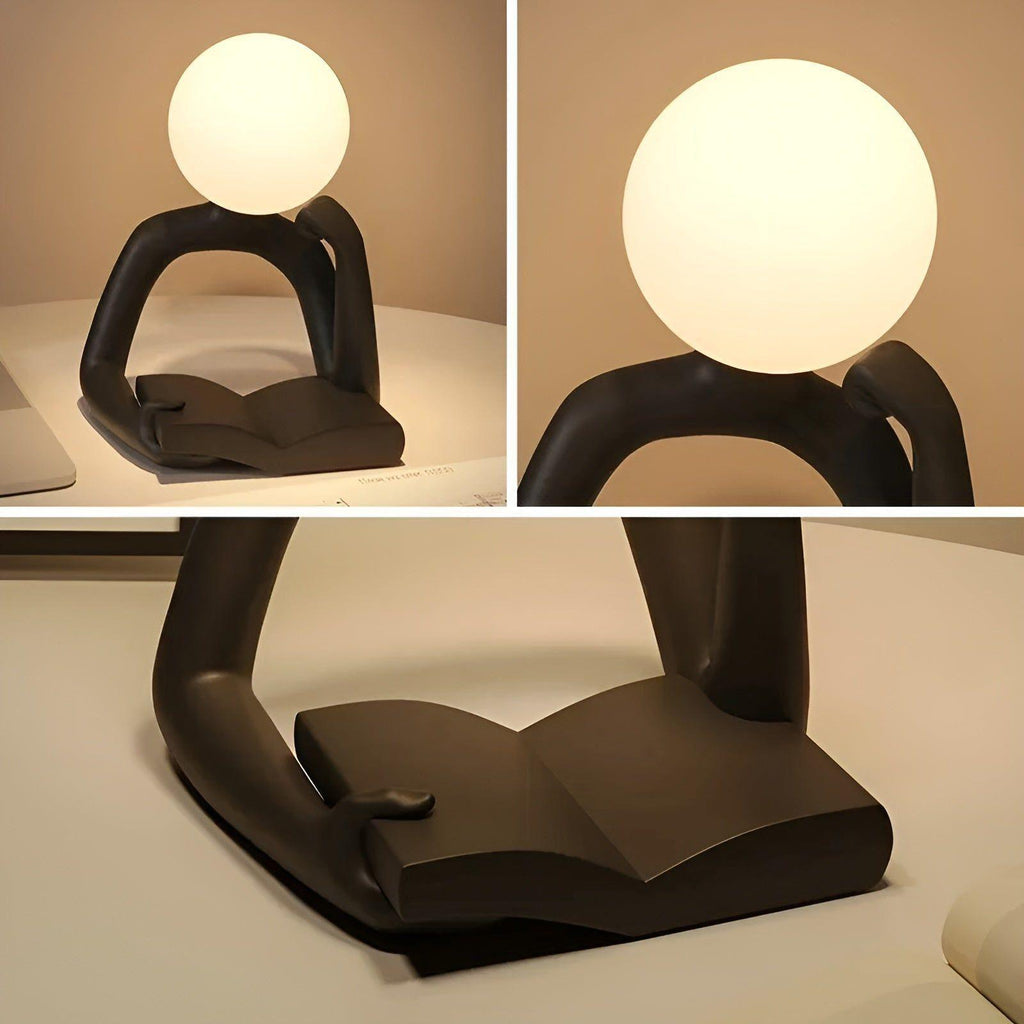 Tafellamp Ardentis met modern abstract design van hars, USB-led-bureaulamp
