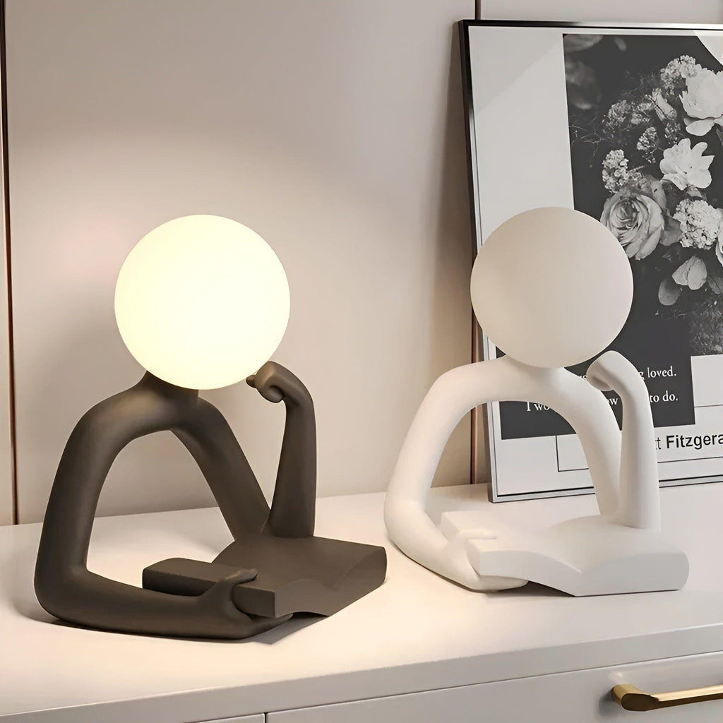 Tafellamp Ardentis met modern abstract design van hars, USB-led-bureaulamp