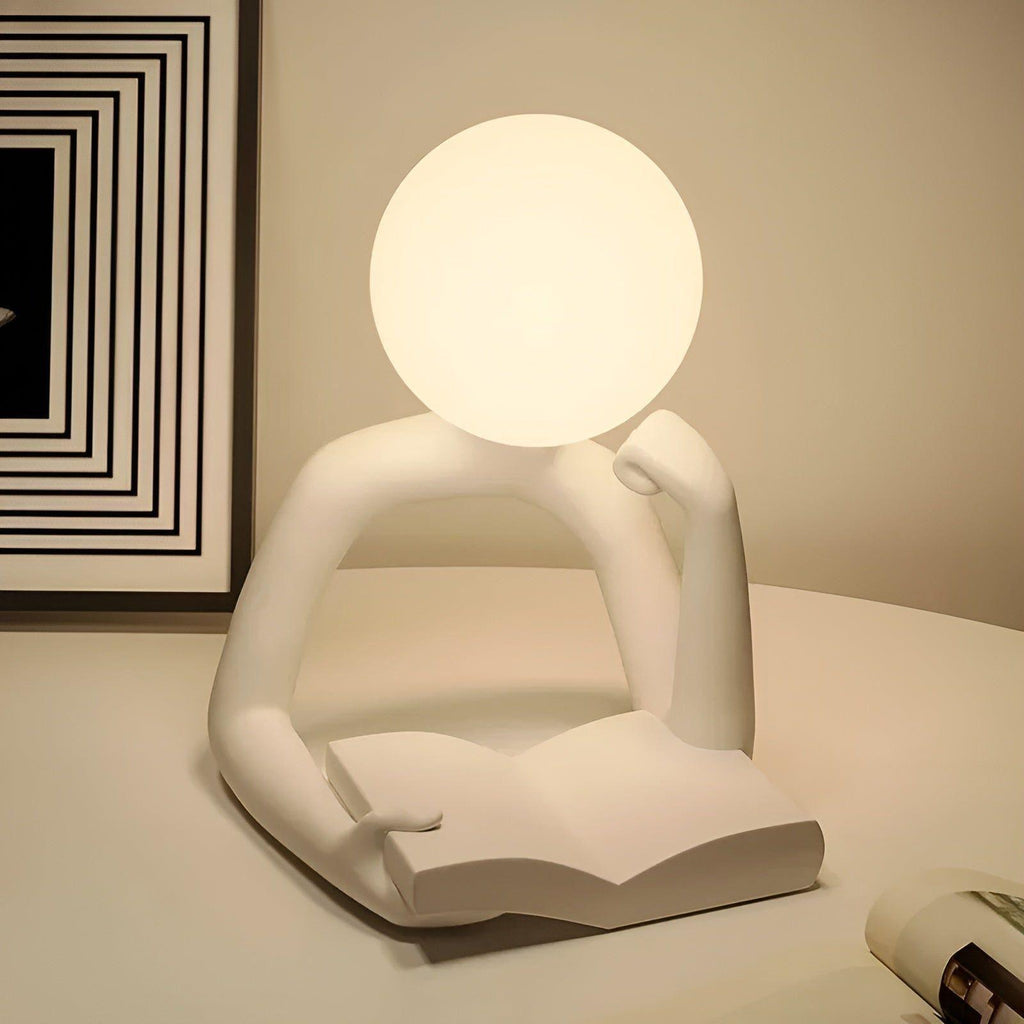 Tafellamp Ardentis met modern abstract design van hars, USB-led-bureaulamp