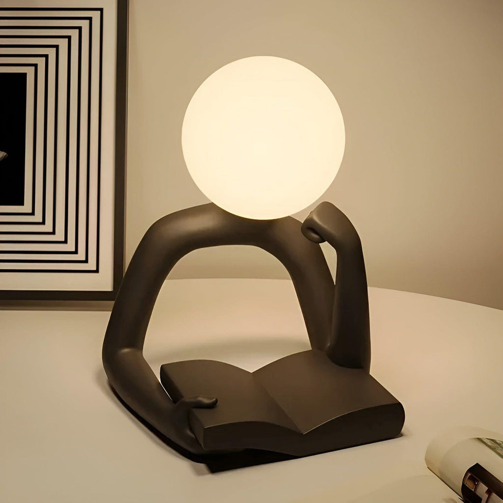 Tafellamp Ardentis met modern abstract design van hars, USB-led-bureaulamp