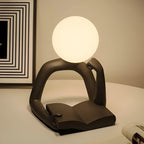 Tafellamp Ardentis met modern abstract design van hars, USB-led-bureaulamp