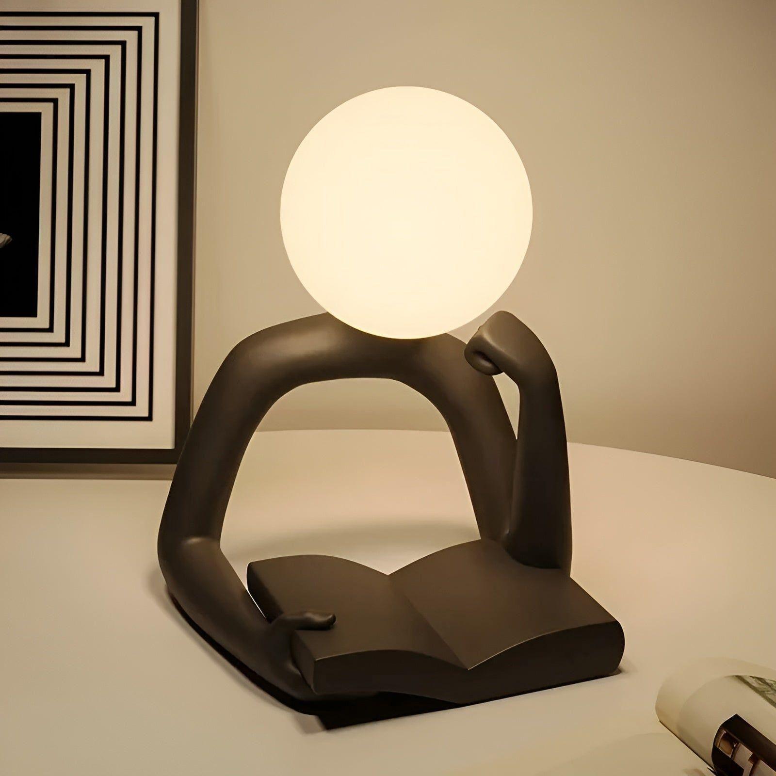 Tafellamp Ardentis met modern abstract design van hars, USB-led-bureaulamp