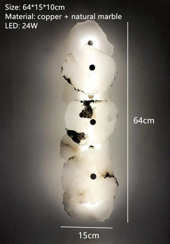 LED nástěnné svítidlo z přírodního mramoru s měděnými prvky