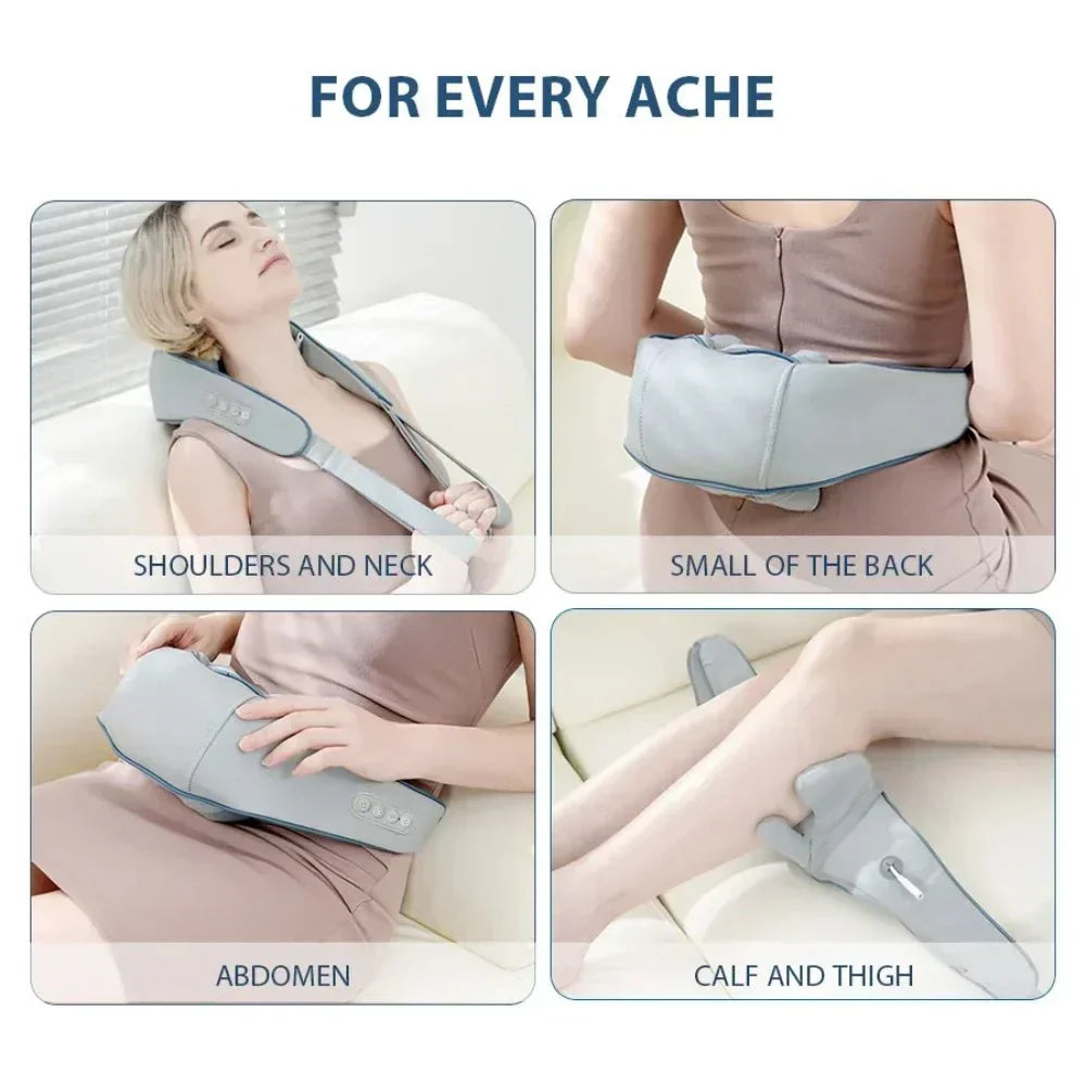 Elektrische Shiatsu nek- en trapeziusspiermassager voor diepe druk - Fioriscas