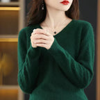 100% Cashmere V-Neck Sweater, Nyra Slim-Fit Pullover For Women