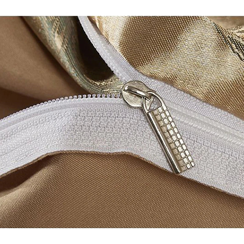 Set copripiumino in raso jacquard blu e oro Aurelume, da matrimoniale a king size super extra large