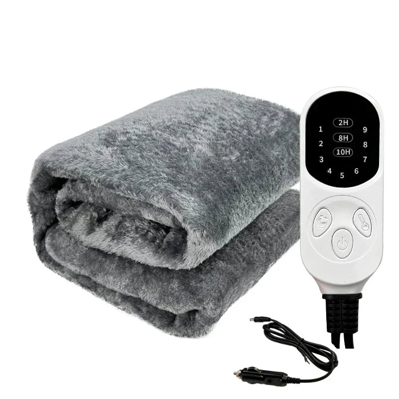 12V Vehicle Heated Blanket, ThermoTrail Flannel, Machine Washable