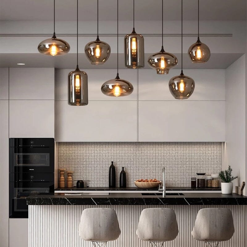 Liora nordisk glaslysekrone med justerbar ledning, 6 eller 8 fatninger