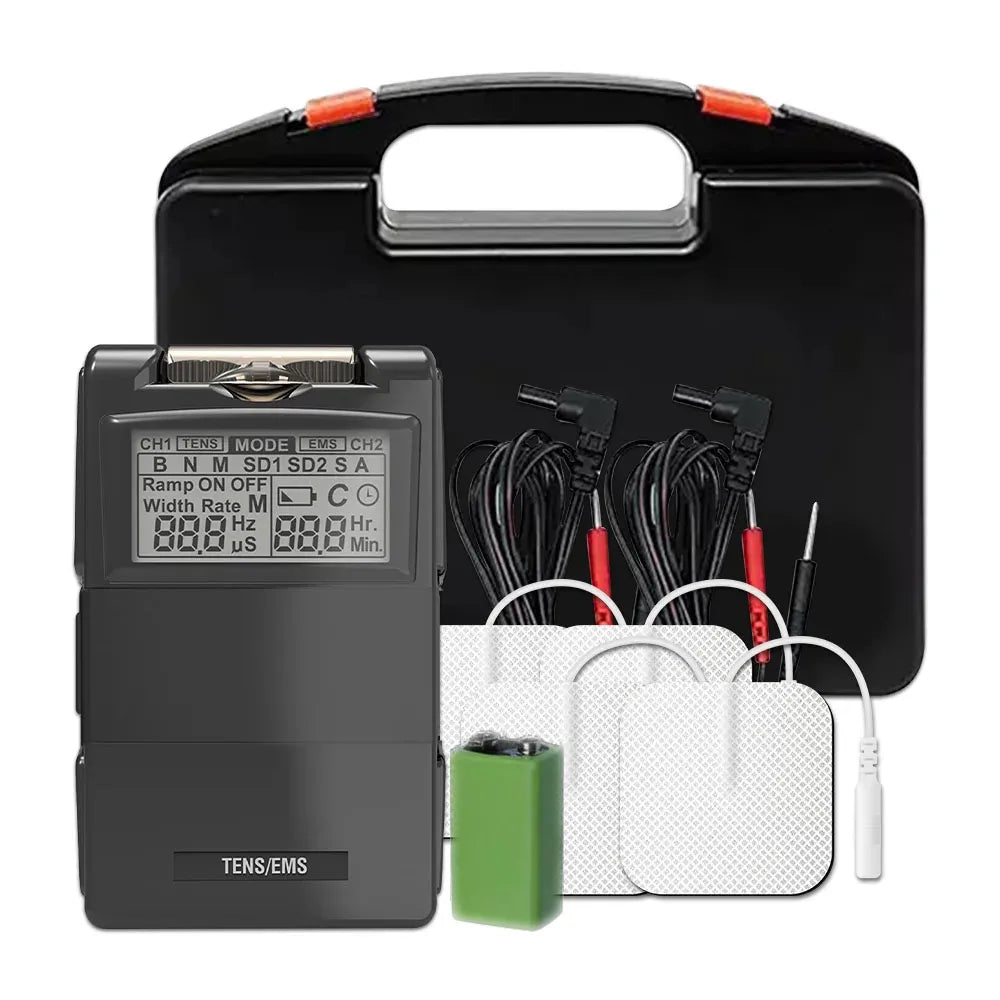 Dual-Channel TENS EMS Muscle Stimulator With 4 Electrode Pads