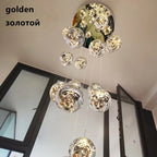 LuminaOrb Staircase Chandelier With Glass Orb Cluster, Warm LED Glow