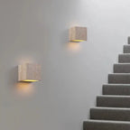 Travertine Wall Sconce With Perforated LED Light, LumaStone