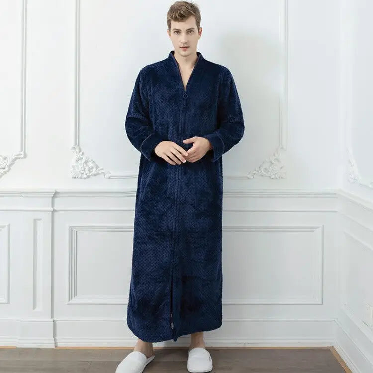 CozyNest varm flannel-morgenkåbe til gravide, ekstra lang pasform