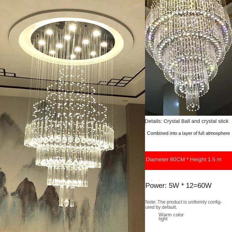 Calara-krystallysekrone med regndråber, loftslampe i rustfrit stål