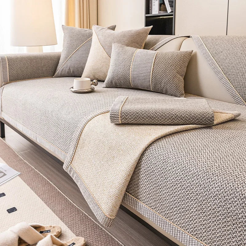 Protiskluzový potah na pohovku z bavlny a lnu pro každé roční období - Fioriscas