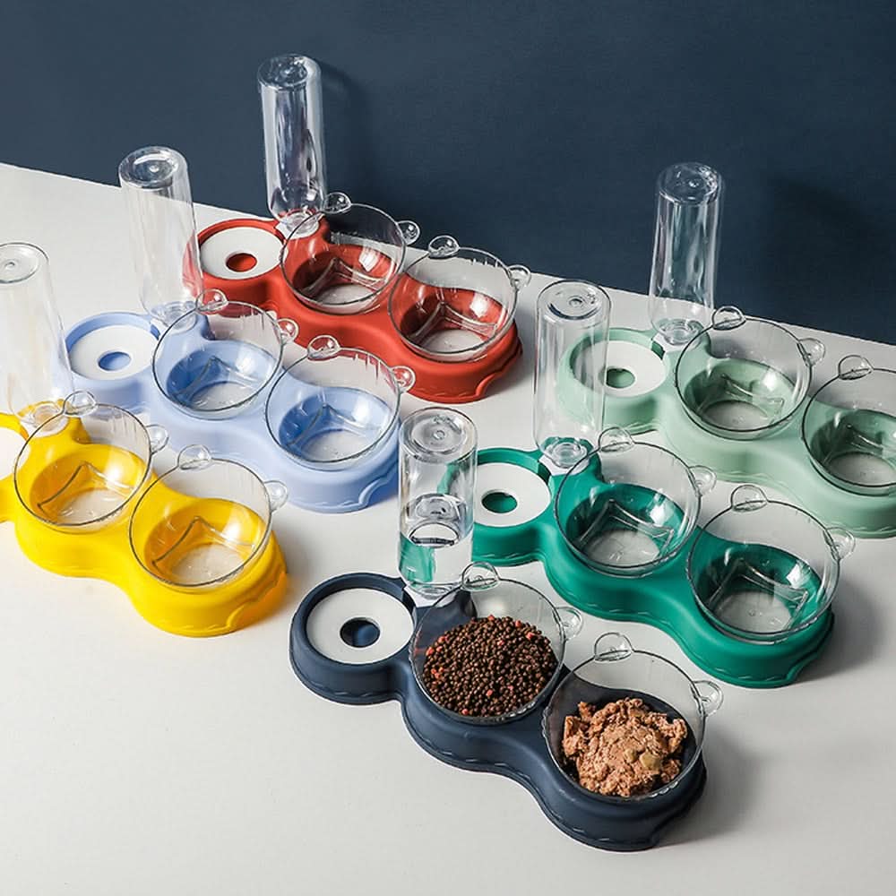 3-in-1-Futterstation mit Trinkspender und erhöhtem Napf - Fioriscas