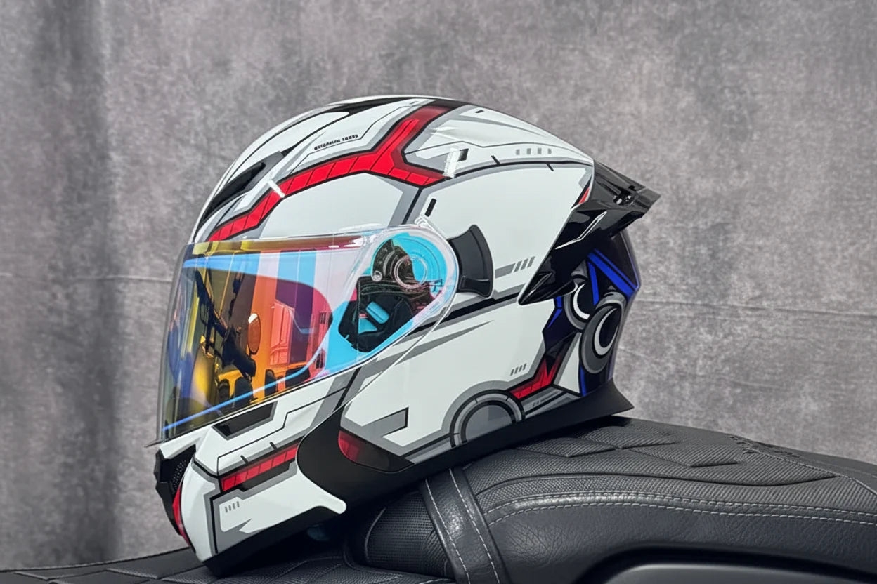 Motorcycle Helmet, Modular Flip-Up Design With Twin-Lens Shield, DOT Certified