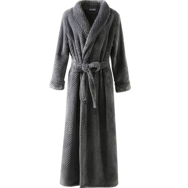 CozyNest varm flannel-morgenkåbe til gravide, ekstra lang pasform