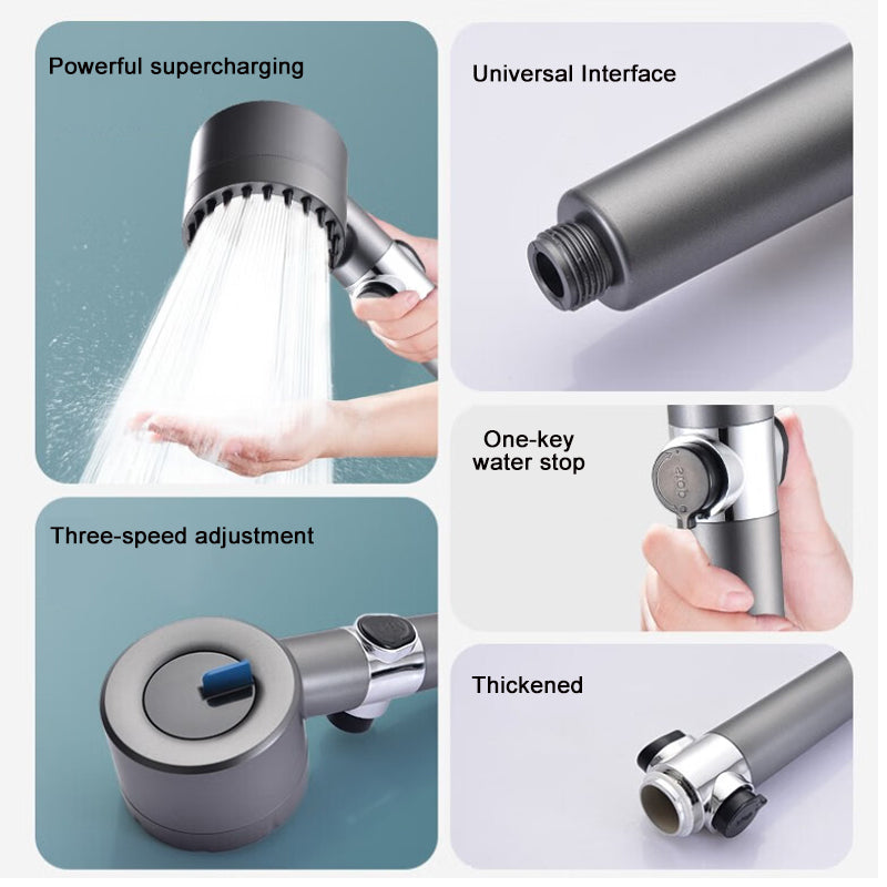 Turbohead High-Pressure Showerhead With 9-Layer Filter For Weak Water Flow