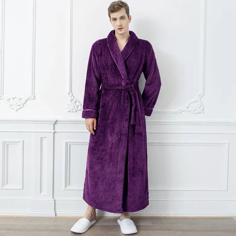 CozyNest varm flannel-morgenkåbe til gravide, ekstra lang pasform