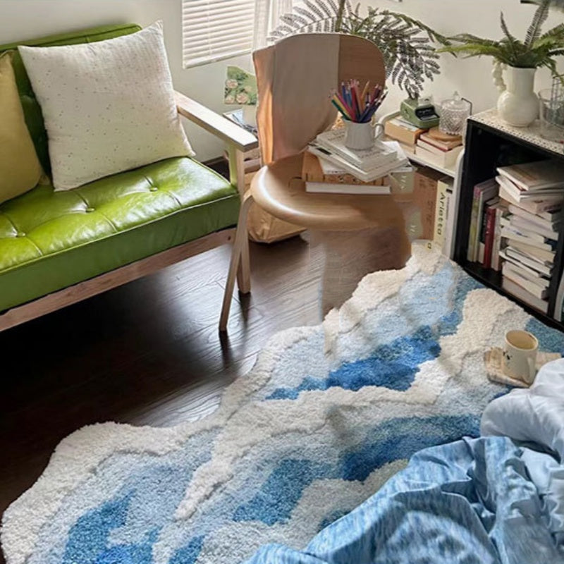 Tappeto trapuntato ispirato all'oceano, decorazione antiscivolo per la camera da letto | Fioriscas
