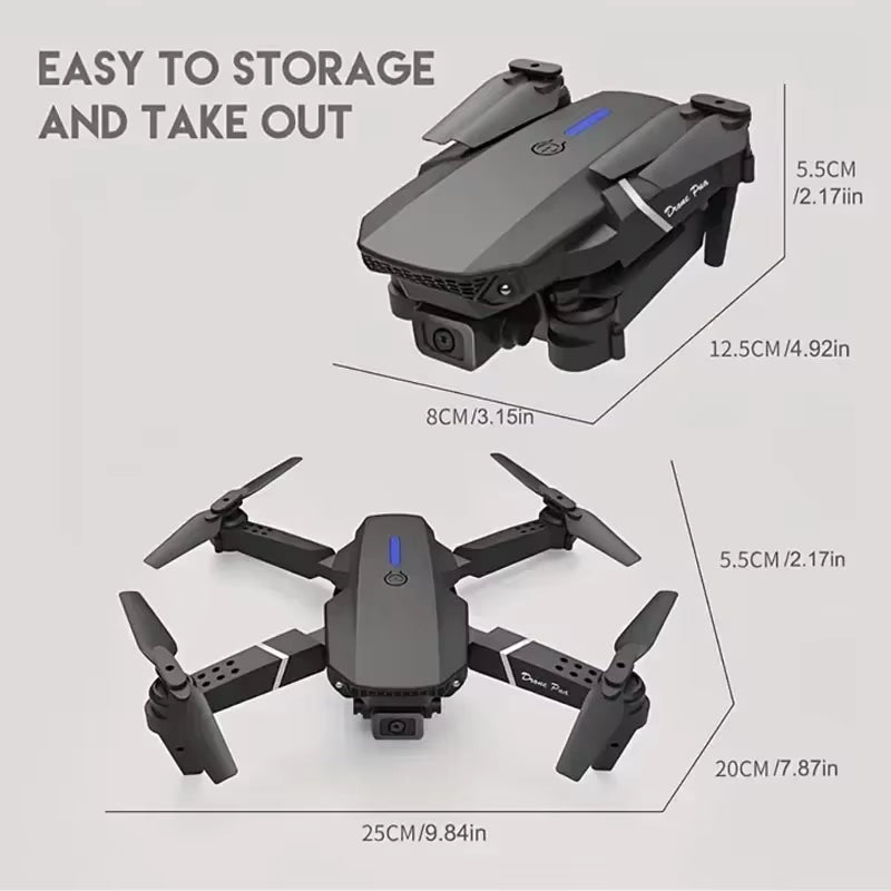 طائرة مسيّرة E88 Pro قابلة للطي مع WiFi وFPV وكاميرا عالية الدقة وتثبيت الارتفاع | Fioriscas