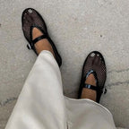Women's Breathable Mesh Ballet Flats With Vegan Leather Trim