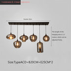 Liora nordisk glaslysekrone med justerbar ledning, 6 eller 8 fatninger