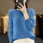 LyraLux Damenpullover aus Merinowolle, klassischer Strickpullover mit Rundhalsausschnitt
