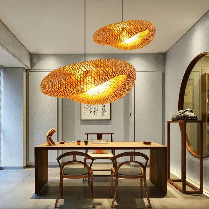 Hanglamp van bamboe, Marisol-kroonluchtercollectie, 5 formaten